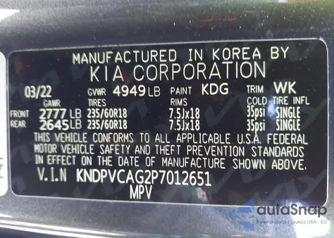 2023 Kia Sportage Hybrid Ex z USA, uszkodzony, nr VIN KNDPVCAG2P7012651